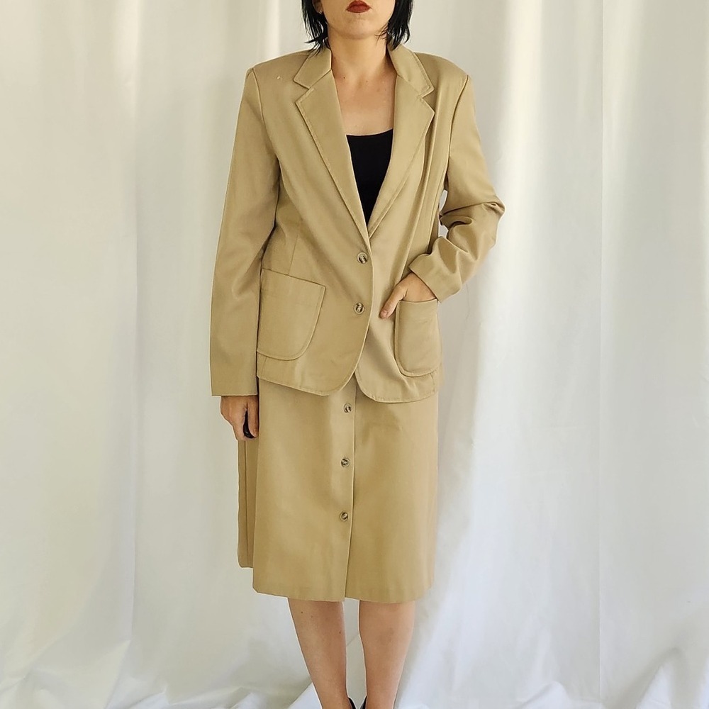 80s Tan Skirt Suit